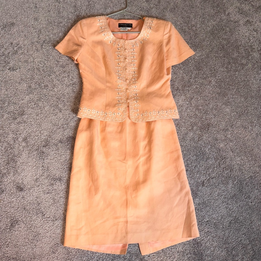 Vintage Donna Morgan Apricot Skirt Set with Embellishments